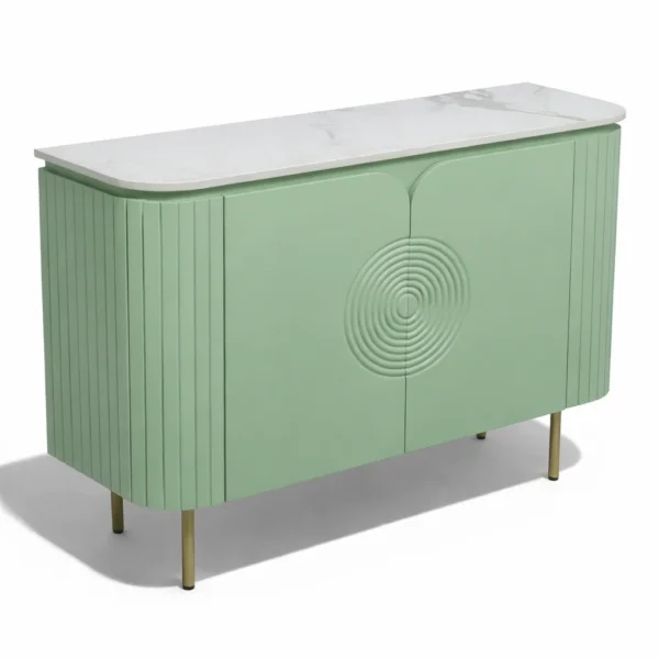 Mandala Sideboard Cabinet | Sintered Stone Top Sideboard for Living Room | Finish- Premium Acrylic Sage Green - Image 5