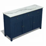Madrid Sideboard Cabinet | Sintered Stone Top Sideboard for Living Room | Finish- Premium Acrylic Midnight Blue - Image 5