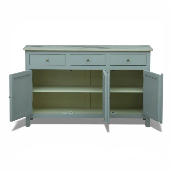 Madrid Sideboard Cabinet | Sintered Stone Top Sideboard for Living Room | Finish- Premium Acrylic Silver Grey - Image 5