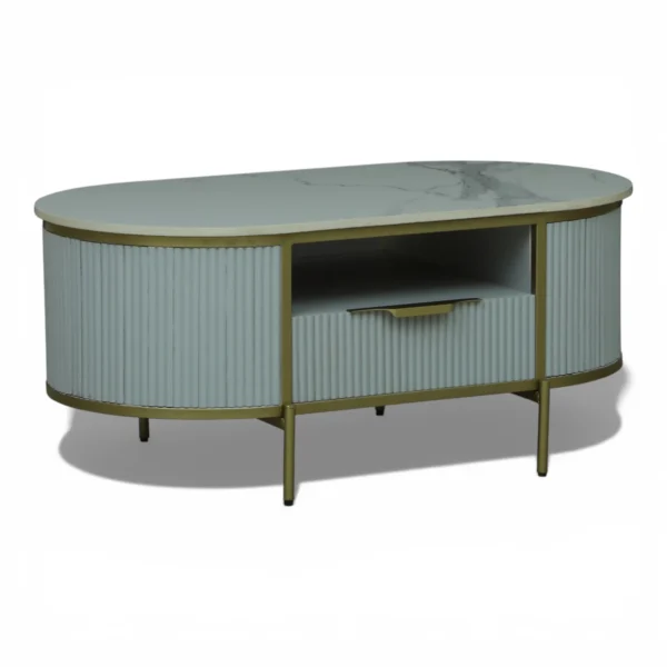 Monaco Coffee Table | Premium Sintered Stone Top Center Table for Living Room | HDMR Centre Table | Finish- Premium Acrylic Silver Grey - Image 5