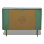 Mandala Sideboard Cabinet | Sintered Stone Top Sideboard for Living Room | Finish- Olive Green and Premium Acrylic Terracota Brown