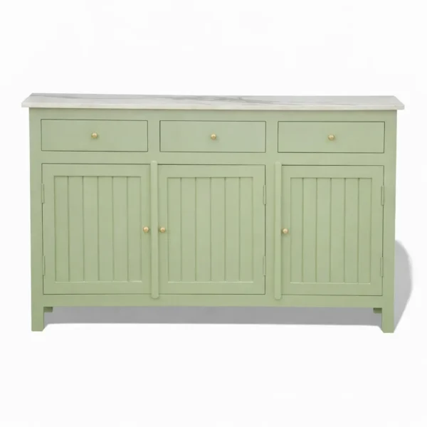Madrid Sideboard Cabinet | Sintered Stone Top Sideboard for Living Room | Finish- Premium Acrylic Sage Green - Image 1