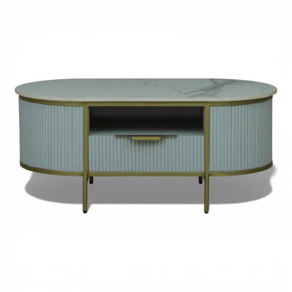 Monaco Coffee Table | Premium Sintered Stone Top Center Table for Living Room | HDMR Centre Table | Finish- Premium Acrylic Silver Grey - Image 1