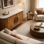 Mandala Sideboard Cabinet | Sintered Stone Top Sideboard for Living Room | Finish- Dark Teak Finish Lacquered - Image 6