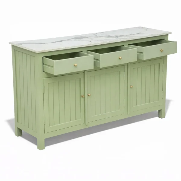 Madrid Sideboard Cabinet | Sintered Stone Top Sideboard for Living Room | Finish- Premium Acrylic Sage Green - Image 5