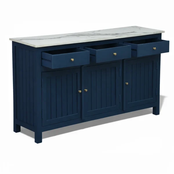 Madrid Sideboard Cabinet | Sintered Stone Top Sideboard for Living Room | Finish- Premium Acrylic Midnight Blue - Image 6
