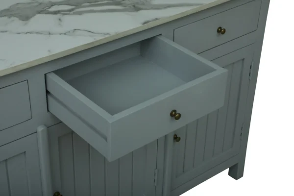 Madrid Sideboard Cabinet | Sintered Stone Top Sideboard for Living Room | Finish- Premium Acrylic Silver Grey - Image 6