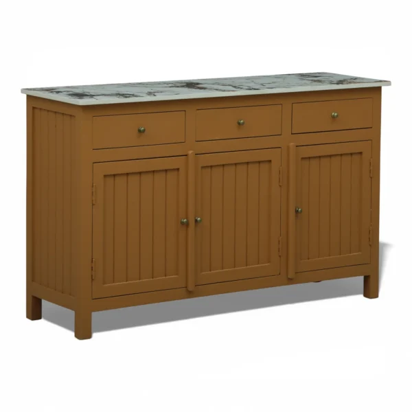 Madrid Sideboard Cabinet | Sintered Stone Top Sideboard for Living Room | Finish- Premium Acrylic Terracotta Brown - Image 8
