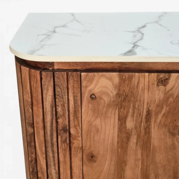 Mandala Sideboard Cabinet | Sintered Stone Top Sideboard for Living Room | Finish- Dark Teak Finish Lacquered - Image 12