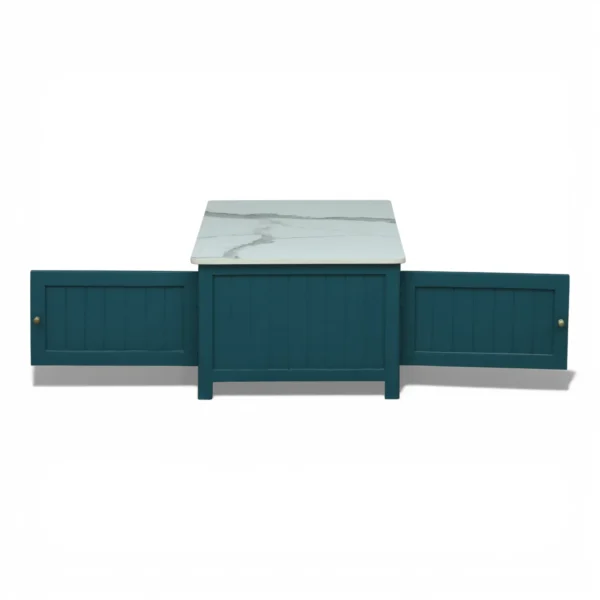 Madrid Center Table| Premium Sintered Stone Coffee Table for Living Room | Wooden Centre Table | Finish- Premium Acrylic Emerald Green - Image 8