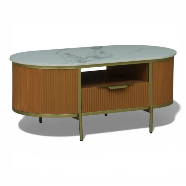 Monaco Centre Table | Premium Sintered Stone Center Top Table for Living Room | HDMR Coffee Table | Finish- Premium Acrylic Terracotta Brown - Image 8