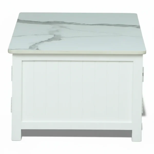 Madrid Coffee Table | Premium Sintered Stone Center Table for Living Room | Wooden Centre Table | Finish- Premium Acrylic White - Image 2