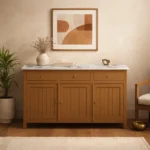 Madrid Sideboard Cabinet | Sintered Stone Top Sideboard for Living Room | Finish- Premium Acrylic Terracotta Brown - Image 2
