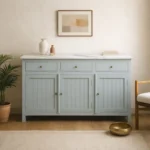 Madrid Sideboard Cabinet | Sintered Stone Top Sideboard for Living Room | Finish- Premium Acrylic Silver Grey - Image 3