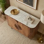 Mandala Sideboard Cabinet | Sintered Stone Top Sideboard for Living Room | Finish- Dark Teak Finish Lacquered - Image 5