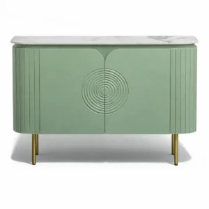 Mandala Sideboard Cabinet | Sintered Stone Top Sideboard for Living Room | Finish- Premium Acrylic Sage Green