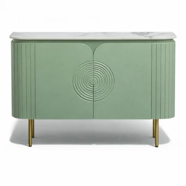 Mandala Sideboard Cabinet | Sintered Stone Top Sideboard for Living Room | Finish- Premium Acrylic Sage Green - Image 1