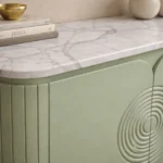 Mandala Sideboard Cabinet | Sintered Stone Top Sideboard for Living Room | Finish- Premium Acrylic Sage Green - Image 4