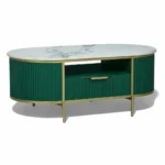 Monaco Center Table | Premium Sintered Stone Top Coffee Table for Living Room | HDMR Centre Table | Finish- Premium Acrylic Emerald Green - Image 3