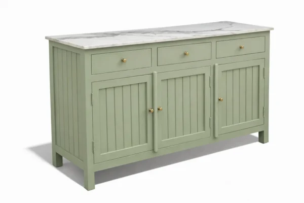 Madrid Sideboard Cabinet | Sintered Stone Top Sideboard for Living Room | Finish- Premium Acrylic Sage Green - Image 7