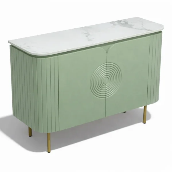 Mandala Sideboard Cabinet | Sintered Stone Top Sideboard for Living Room | Finish- Premium Acrylic Sage Green - Image 7
