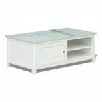 Madrid Coffee Table | Premium Sintered Stone Center Table for Living Room | Wooden Centre Table | Finish- Premium Acrylic White - Image 3