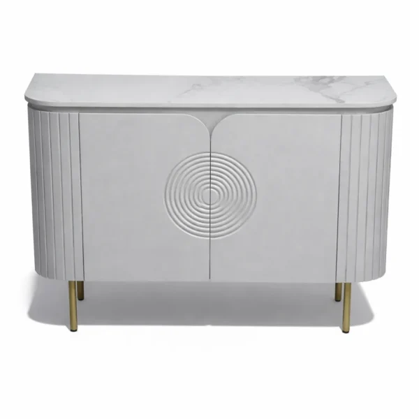 Mandala Sideboard Cabinet | Sintered Stone Top Sideboard for Living Room | Finish- Premium Acrylic Silver Grey - Image 7