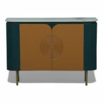 Mandala Sideboard Cabinet | Sintered Stone Top Sideboard for Living Room | Finish- Premium Acrylic Emerald Green and Terracotta Brown
