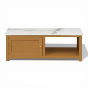 Madrid Center Table| Premium Sintered Stone Coffee Table for Living Room | Wooden Centre Table | Finish- Premium Acrylic Terracotta Brown