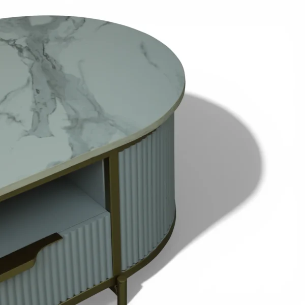 Monaco Coffee Table | Premium Sintered Stone Top Center Table for Living Room | HDMR Centre Table | Finish- Premium Acrylic Silver Grey - Image 9