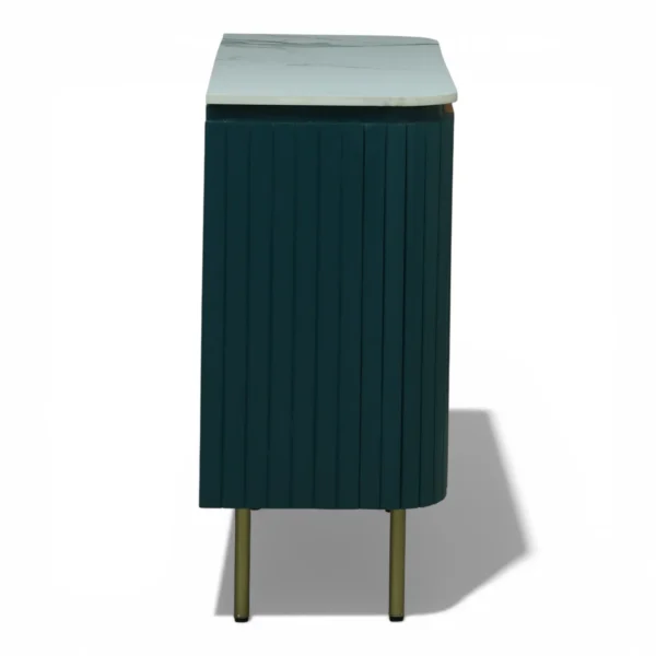Mandala Sideboard Cabinet | Sintered Stone Top Sideboard for Living Room | Finish- Premium Acrylic Emerald Green and Terracotta Brown - Image 11