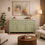 Madrid Sideboard Cabinet | Sintered Stone Top Sideboard for Living Room | Finish- Premium Acrylic Sage Green - Image 2