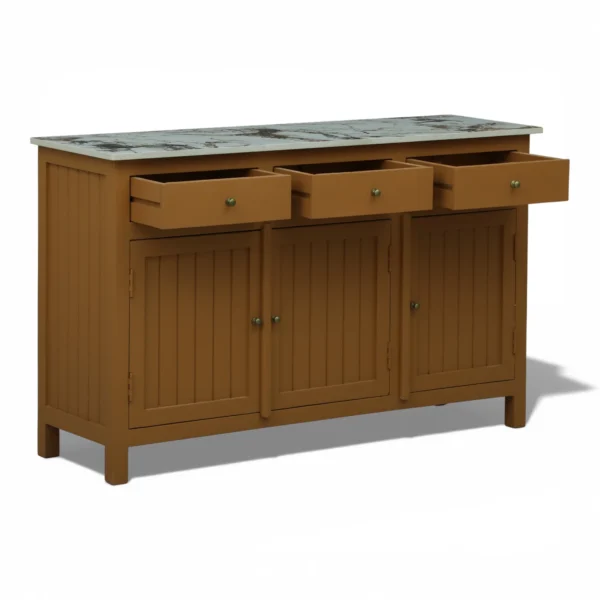Madrid Sideboard Cabinet | Sintered Stone Top Sideboard for Living Room | Finish- Premium Acrylic Terracotta Brown - Image 10