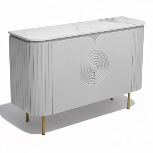 Mandala Sideboard Cabinet | Sintered Stone Top Sideboard for Living Room | Finish- Premium Acrylic Silver Grey - Image 8