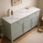 Madrid Sideboard Cabinet | Sintered Stone Top Sideboard for Living Room | Finish- Premium Acrylic Silver Grey - Image 4