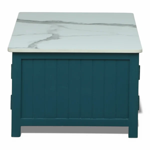 Madrid Center Table| Premium Sintered Stone Coffee Table for Living Room | Wooden Centre Table | Finish- Premium Acrylic Emerald Green - Image 10