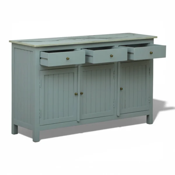 Madrid Sideboard Cabinet | Sintered Stone Top Sideboard for Living Room | Finish- Premium Acrylic Silver Grey - Image 10