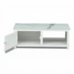 Madrid Coffee Table | Premium Sintered Stone Center Table for Living Room | Wooden Centre Table | Finish- Premium Acrylic White - Image 4