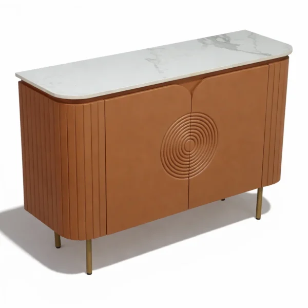 Mandala Sideboard Cabinet | Sintered Stone Top Sideboard for Living Room | Finish- Premium Acrylic Terracotta Brown - Image 6