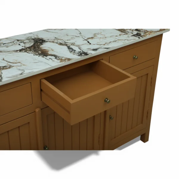 Madrid Sideboard Cabinet | Sintered Stone Top Sideboard for Living Room | Finish- Premium Acrylic Terracotta Brown - Image 12