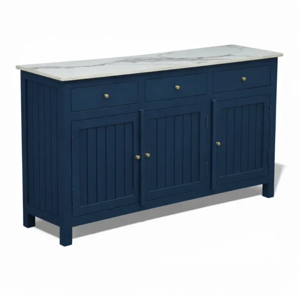 Madrid Sideboard Cabinet | Sintered Stone Top Sideboard for Living Room | Finish- Premium Acrylic Midnight Blue - Image 7