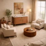 Mandala Sideboard Cabinet | Sintered Stone Top Sideboard for Living Room | Finish- Premium Acrylic Terracotta Brown - Image 5