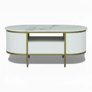 Monaco Coffee Table | Premium Sintered Stone Center Table for Living Room | HDMR Centre Table | Finish- Premium Acrylic White