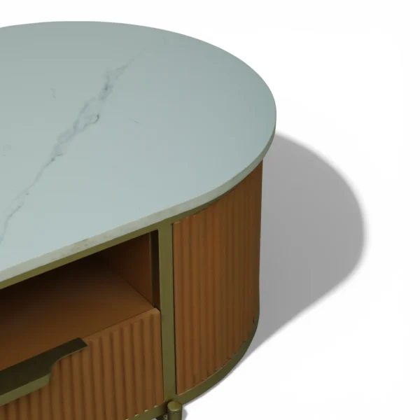 Monaco Centre Table | Premium Sintered Stone Center Top Table for Living Room | HDMR Coffee Table | Finish- Premium Acrylic Terracotta Brown - Image 4