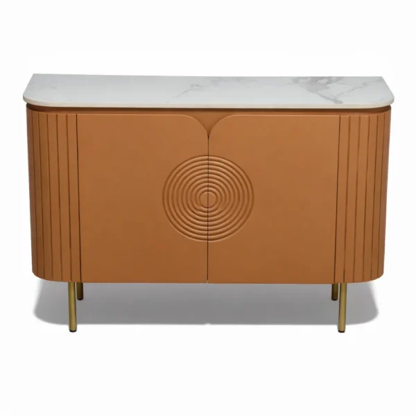 Mandala Sideboard Cabinet | Sintered Stone Top Sideboard for Living Room | Finish- Premium Acrylic Terracotta Brown - Image 7