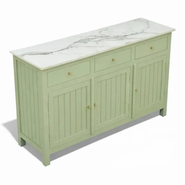 Madrid Sideboard Cabinet | Sintered Stone Top Sideboard for Living Room | Finish- Premium Acrylic Sage Green - Image 9
