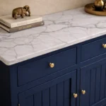 Madrid Sideboard Cabinet | Sintered Stone Top Sideboard for Living Room | Finish- Premium Acrylic Midnight Blue - Image 4