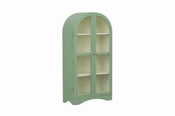 2 Door Display Cabinet | Crockery Cabinet | Wooden Multipurpose Cabinet | Finish- Olive Green and Off-White - Image 3