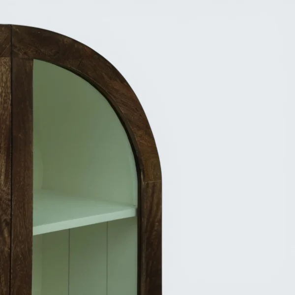 2 Door Display Cabinet | Crockery Cabinet | Wooden Multipurpose Cabinet | Finish- Tubaq and Off White - Image 7