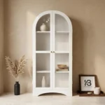 2 Door Display Cabinet | Crockery Cabinet | Wooden Multipurpose Cabinet | Finish- Premium Pearl White - Image 2